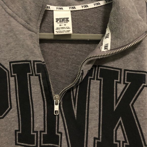 VS PINK Quarter Zip Grey Sweatshirt - Picture 8 of 8